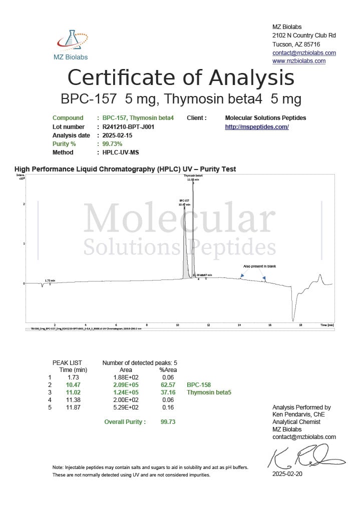 BPC-157/TB-500 Blend (5mg/5mg) COA