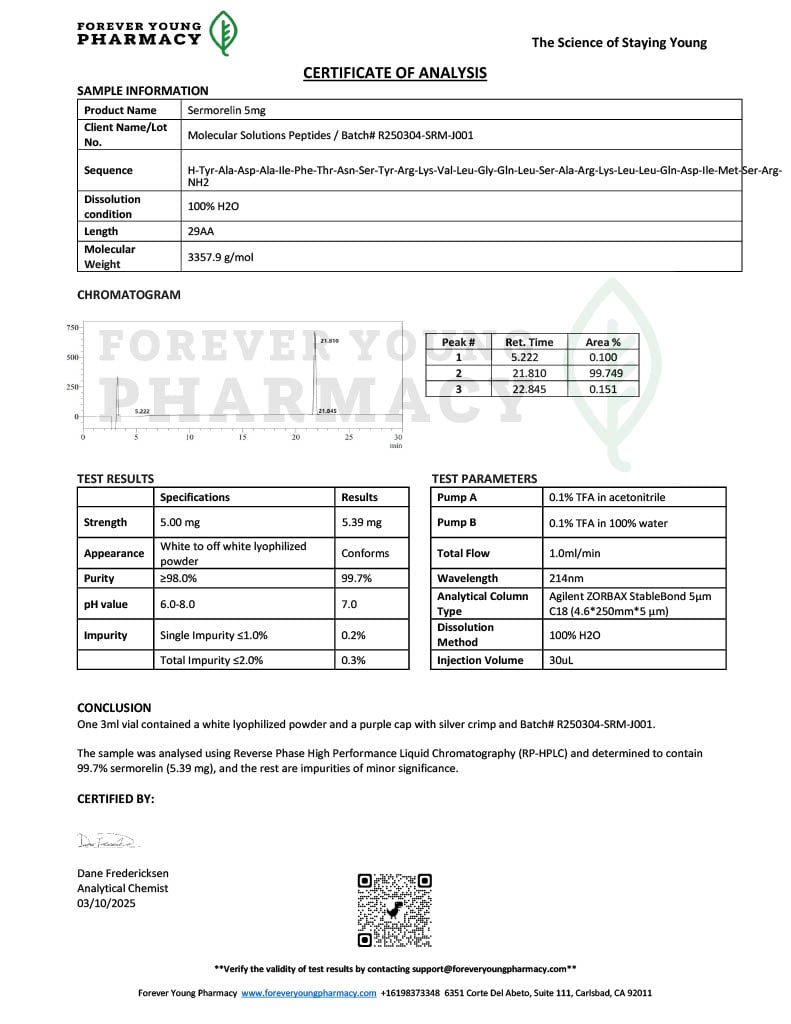 Sermorelin 5mg COA