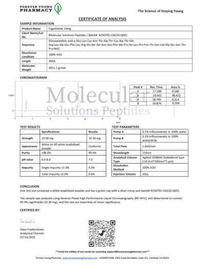 Cagrilintide 10mg Green - COA - Molecular Solutions Peptides - 07.14.2025